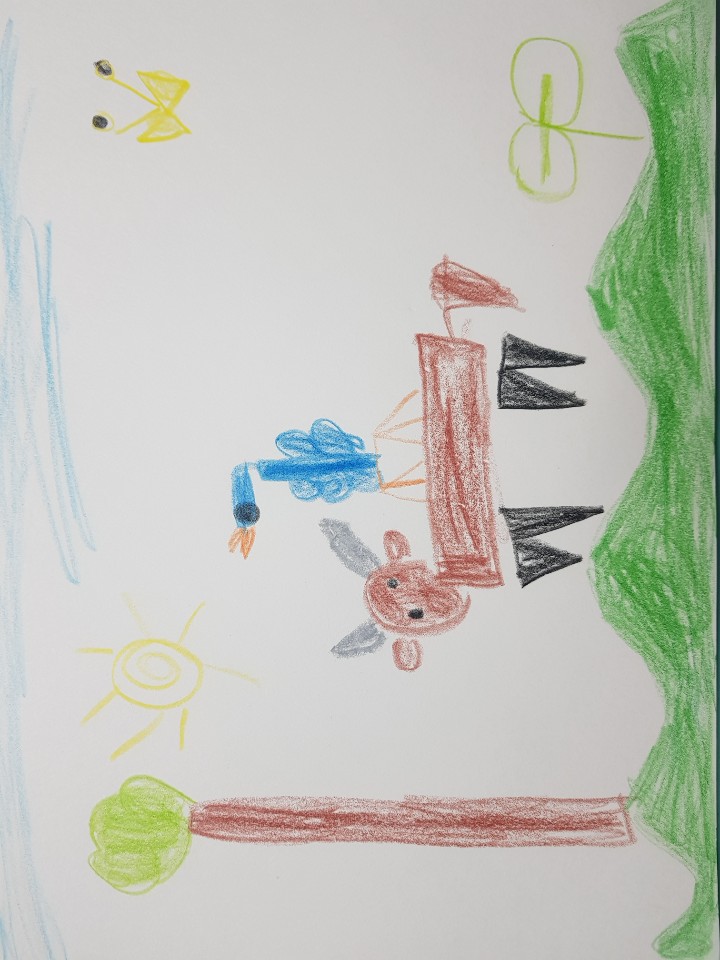 풀꽃향기유치원(김지환,7세) 풀밭에서 풀(새싹)을 먹고 있는 소