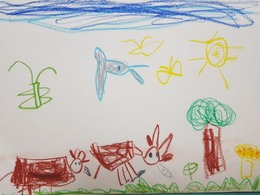 풀꽃향기유치원(김시환,6세)풀밭의 소 두마리