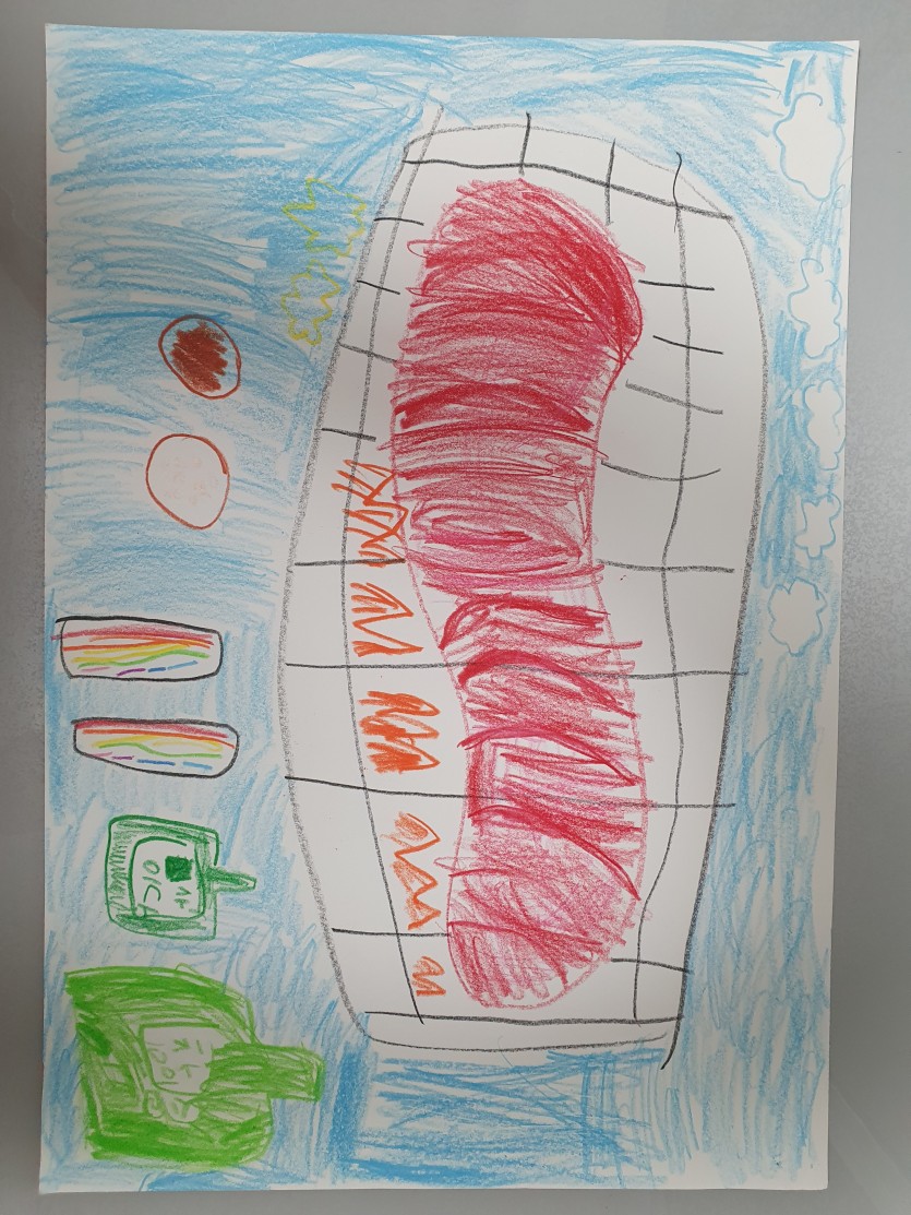 날씨 좋은날 한우를 불판에 구워서 소금과 바베큐 소스에 찍어 먹으면 맛있어요. 아빠는 소주, 저는(신우) 사이다를 같이 상에 차린 모습이에요.