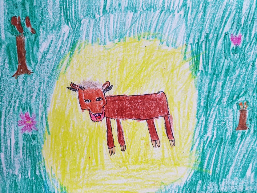 들판에 서있는 한마리 소